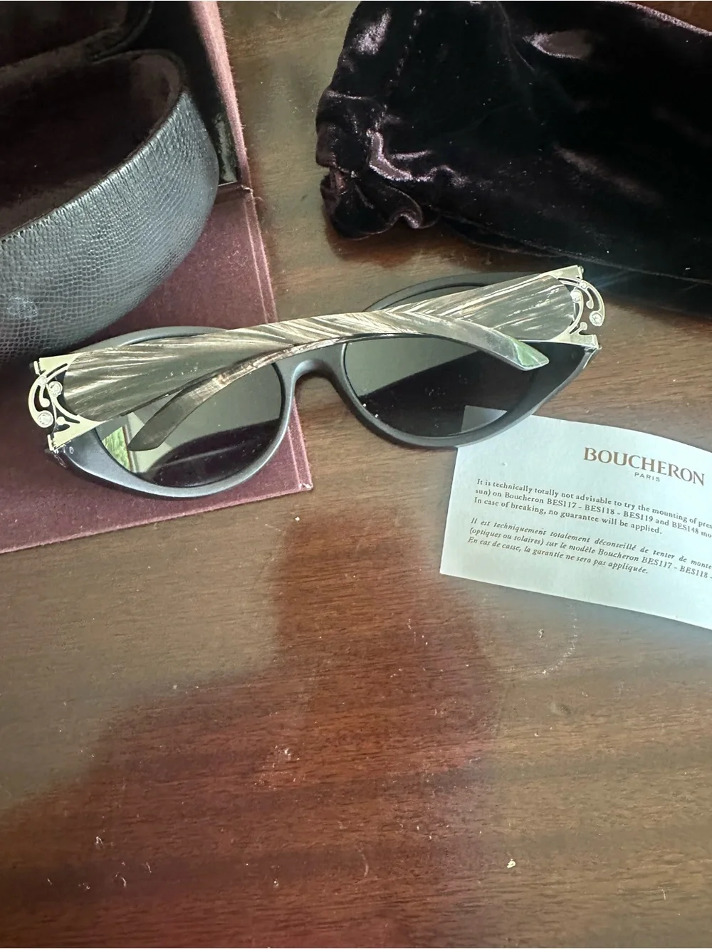 Boucheron Black Sunglasses Case - Protective Eyewear Pouch